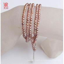 2-3mm de agua dulce de arroz de perlas pulsera larga